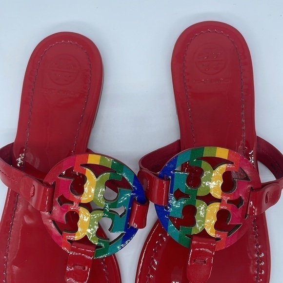 Tory Burch Red Patent leather Rainbow Miller sandals 7 - Picture 3 of 7